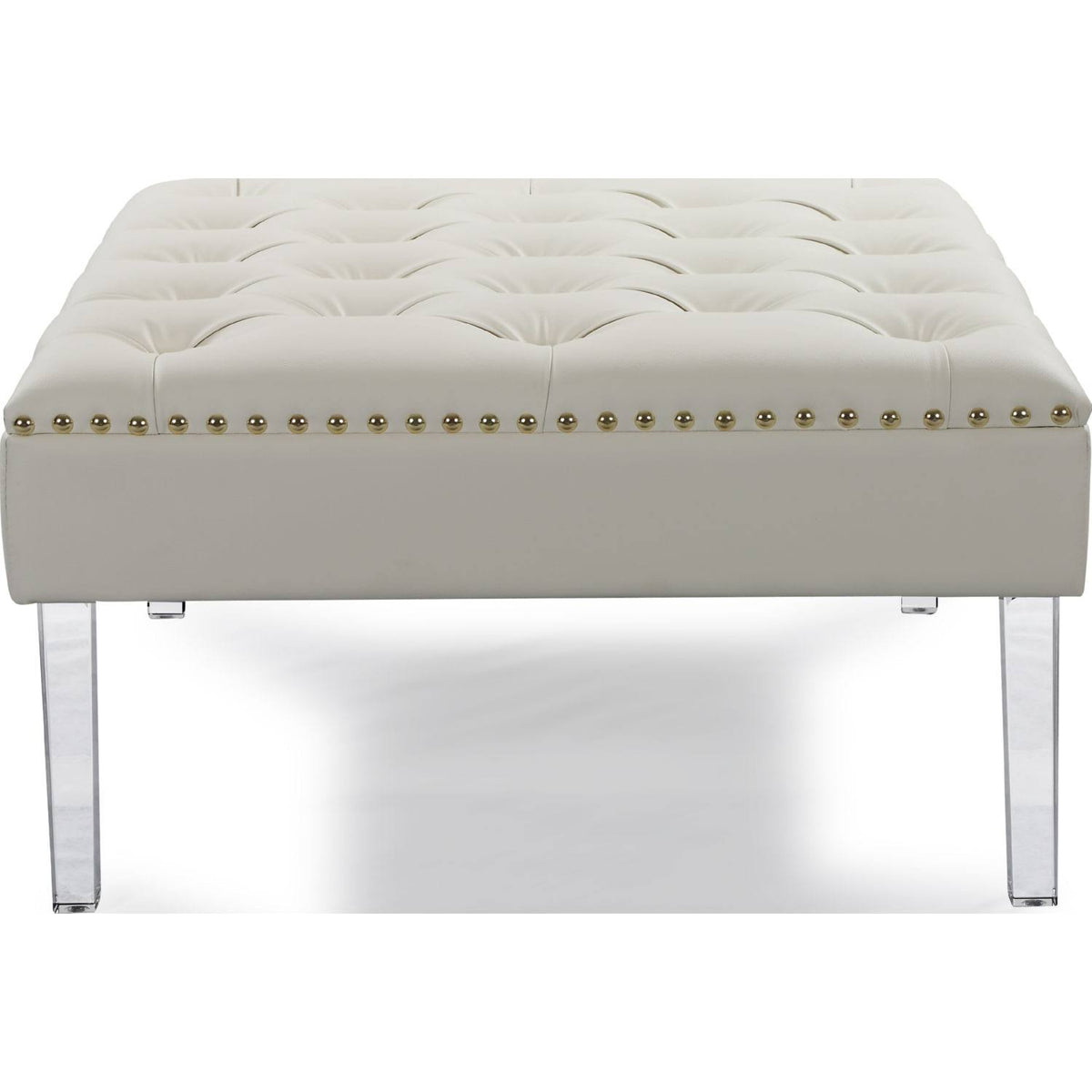 White PU Button Tufted Square Ottoman G5266