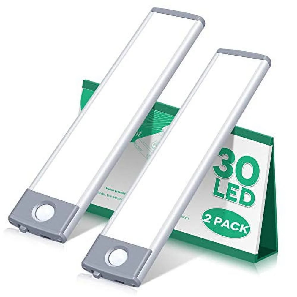 Motion Sensor Under Cabinet Lighting 30 LEDs 1000mAh Rechargeable White M1899