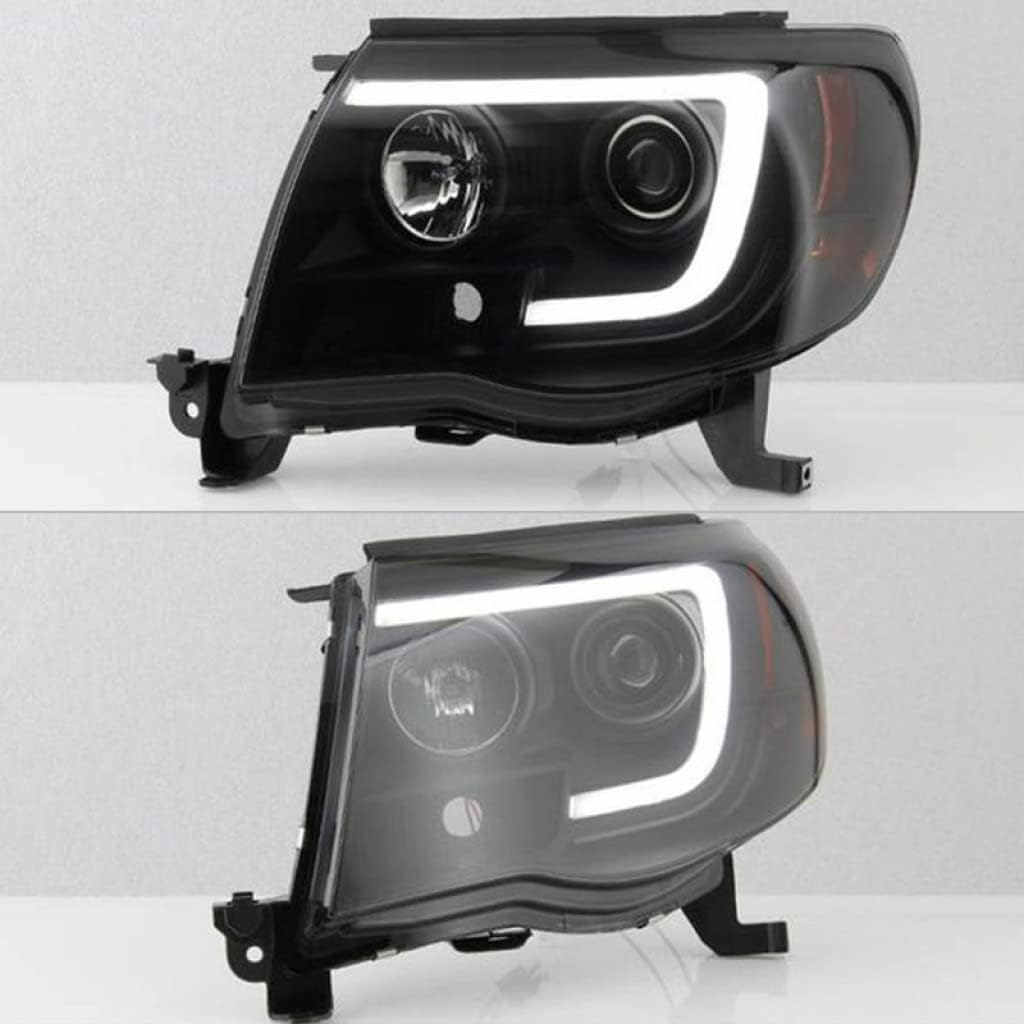 Black Smoke Headlights Pair with Light Bar DRL G893