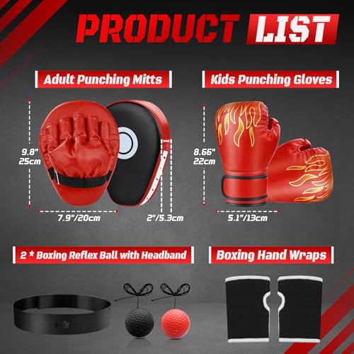 4-in-1 Kids Boxing Gloves and Punching Mitts Set with Hand Wraps V26068