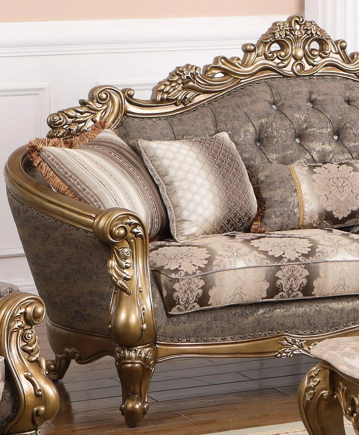 Bronze Shimmery Fabric Sofa Set 2Pcs N49747