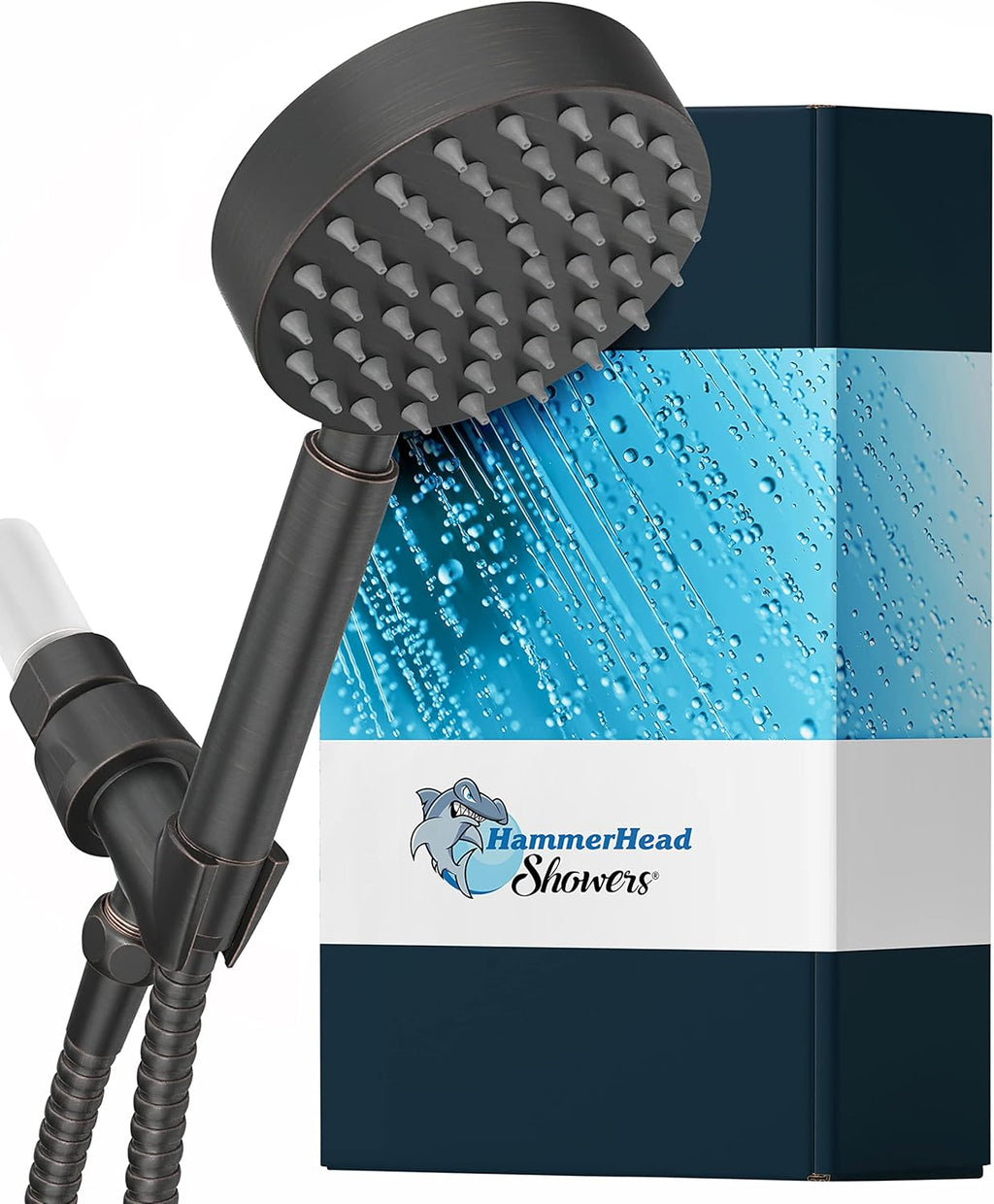 Matte Black Handheld Shower Head with Hose and Brass Holder F24448