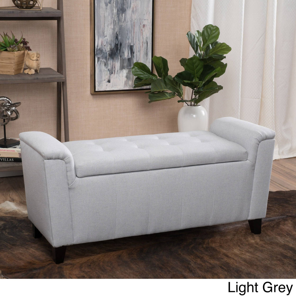 Tufted Fabric Armed Storage Ottoman Bench D93099