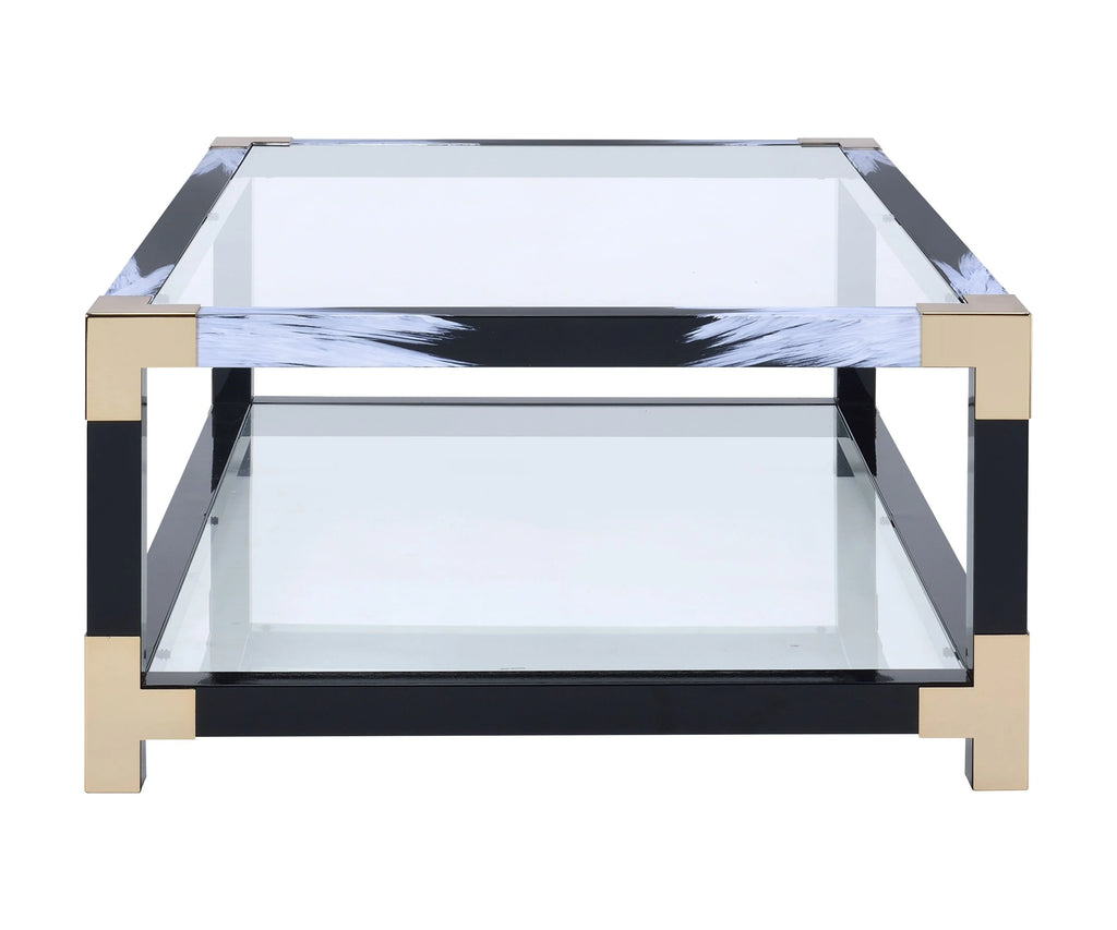 White Brushed Clear Glass Coffee Table V1551
