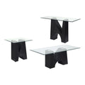Metal and Glass Top 3-Piece Coffee Table Set in Black H410151
