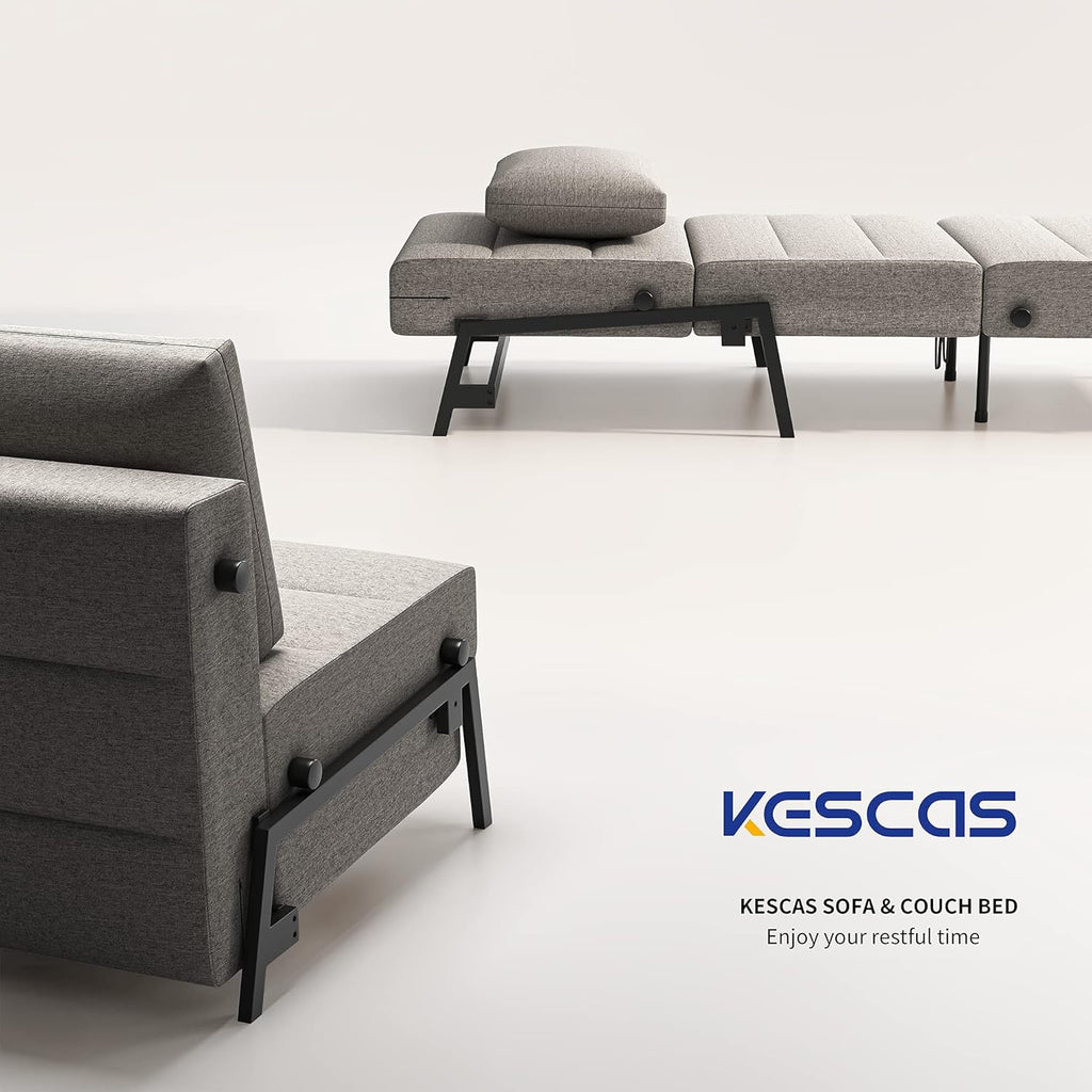 Light Gray Linen Convertible Sofa Bed D5875