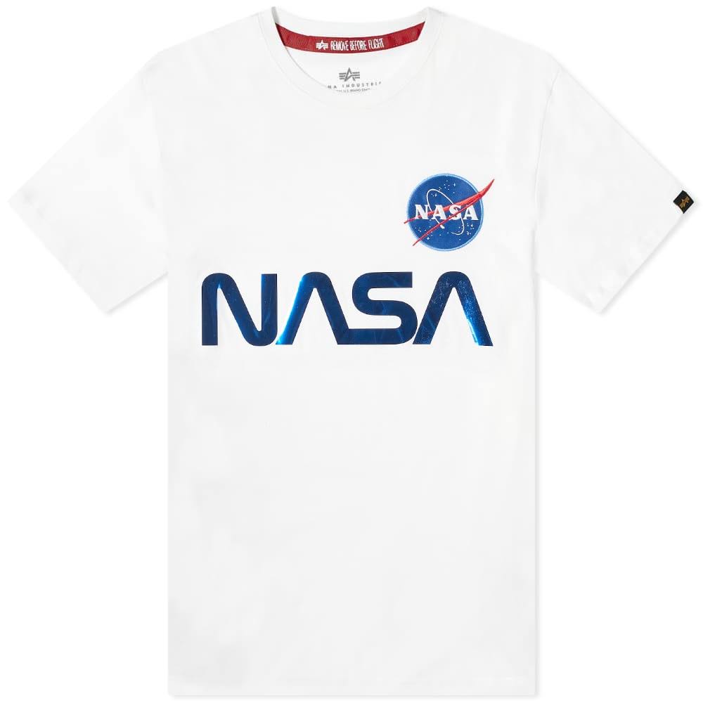 White & Blue Reflective Cotton Tee L8143