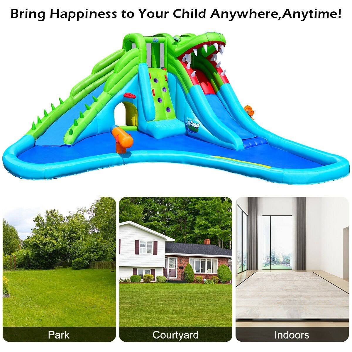 Crocodile Inflatable Water Slide Climbing Wall Bounce House M265114