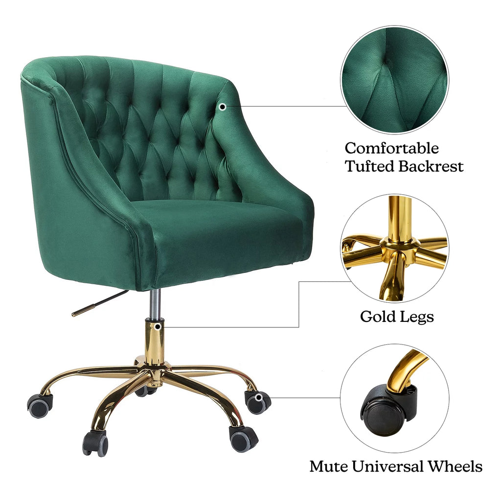 Green Velvet Swivel Office Chair G34985