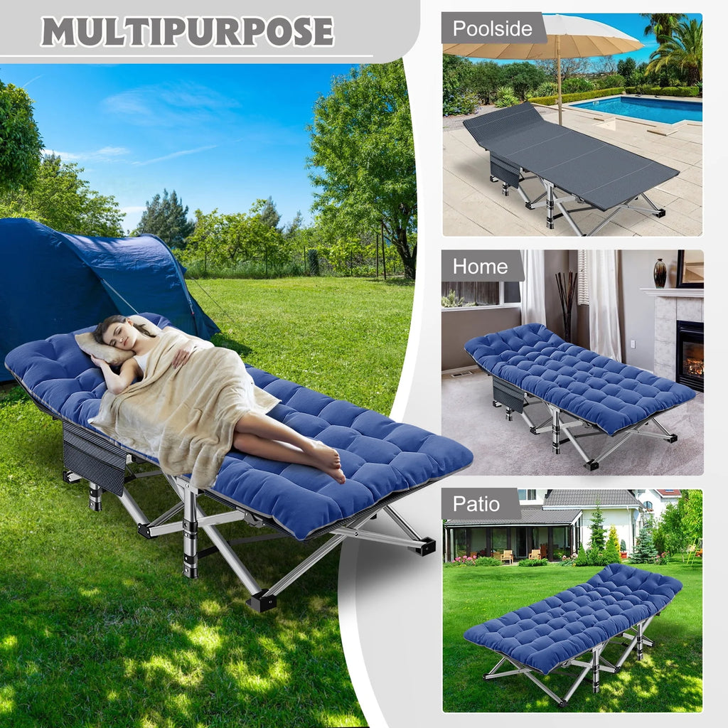 2 Pack Folding Camping Cot with Mattress and Carry Bag V9055