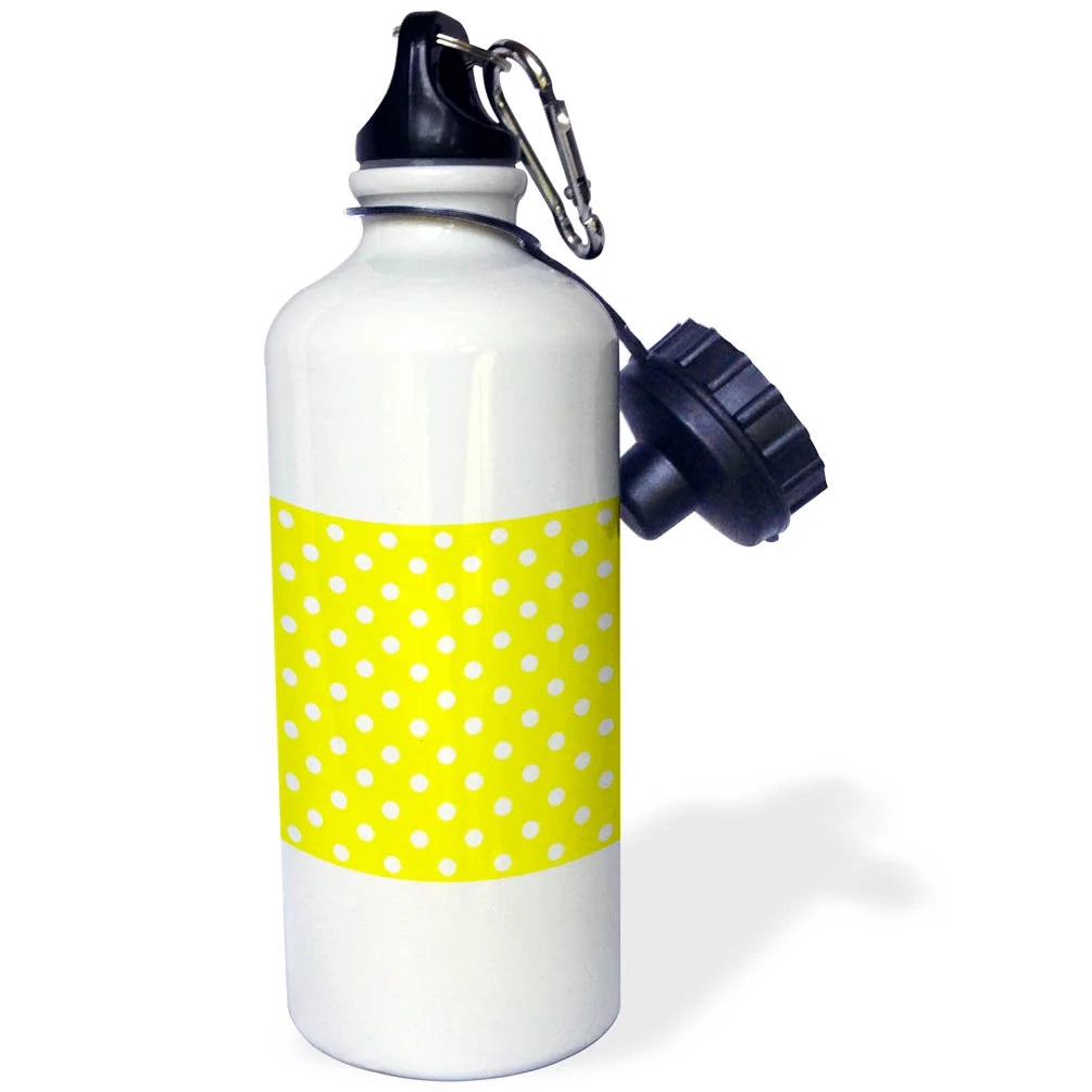Yellow and White Polka Dot Print 21 oz Sports Water Bottle Z1519