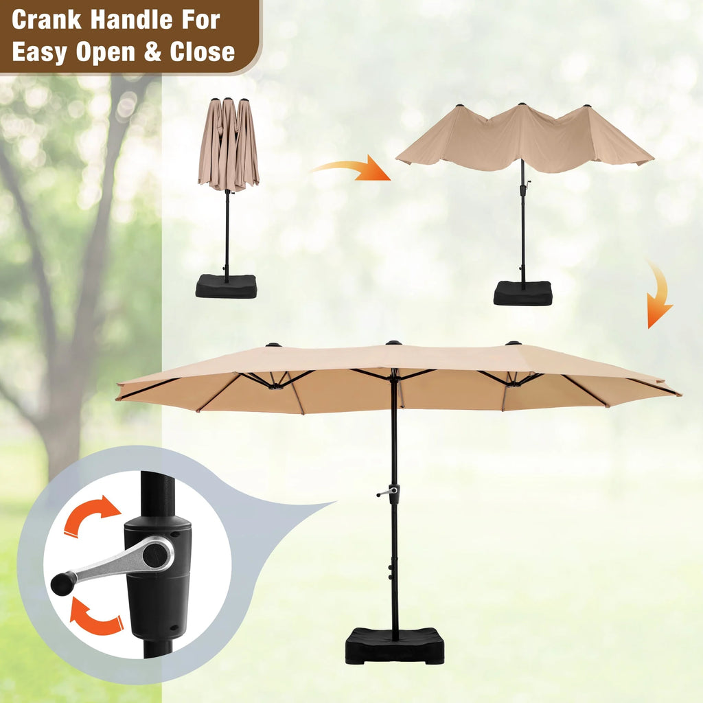 13FT Double Sided Patio Umbrella with Crank Handle I35815
