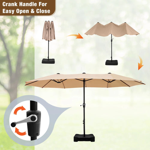 13FT Double Sided Patio Umbrella with Crank Handle I35815
