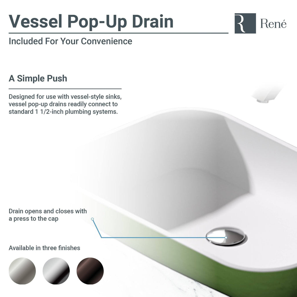Square Vessel Sink with Brushed Nickel Pop-Up Drain L74591