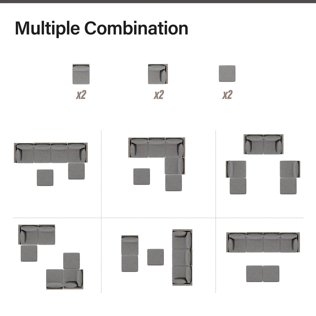 7 Pieces Patio Conversation Set with 6 Chairs and 1 Coffee Table Y48064