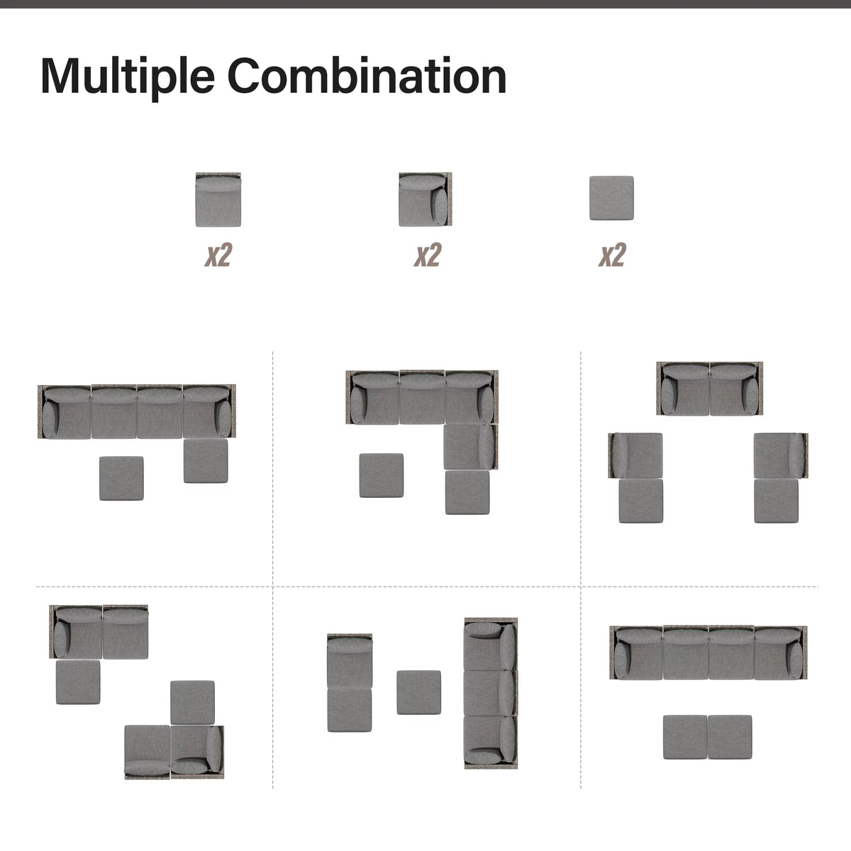 7 Pieces Patio Conversation Set with 6 Chairs and 1 Coffee Table Y48064
