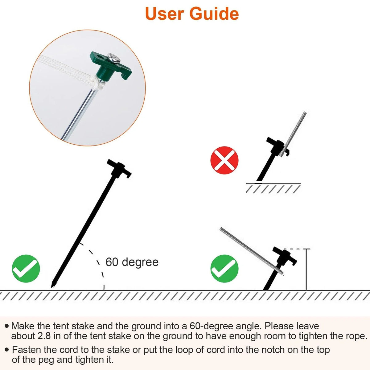 20 PCS Heavy Duty Tent Pegs and Ropes Set S6504