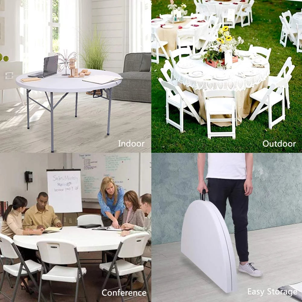 48" Round White Folding Plastic Table X75316