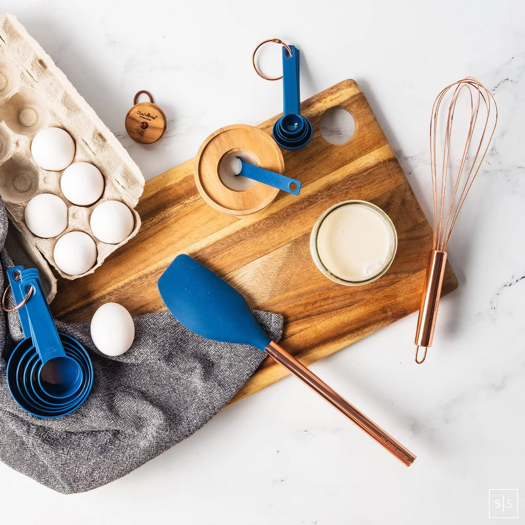 17 Pc Copper and Blue Silicone Kitchen Utensils Set B1966