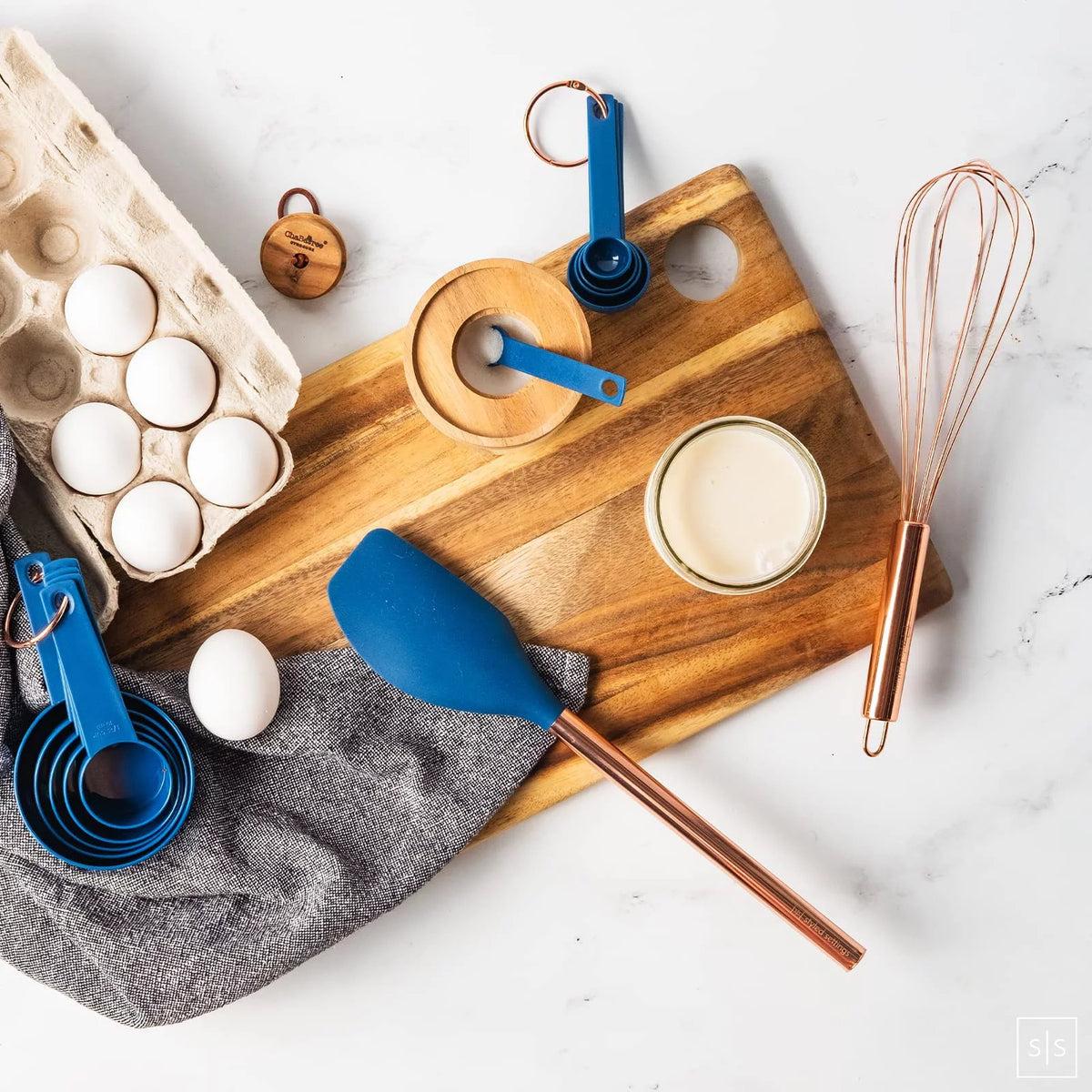 17 Pc Copper and Blue Silicone Kitchen Utensils Set B1966