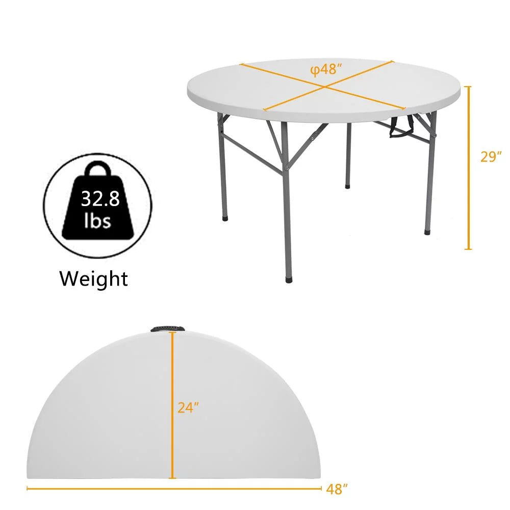 48" Round White Folding Plastic Table X75316