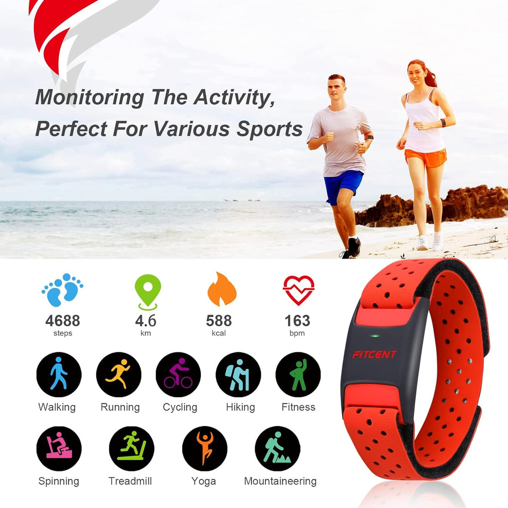 Heart Rate Monitor Armband, Bluetooth ANT+ Optical Sensor, Pack of 2 N4659