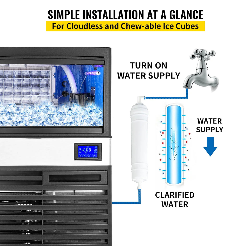 Commercial Ice Maker 132lbs/24h Stainless Steel D437794