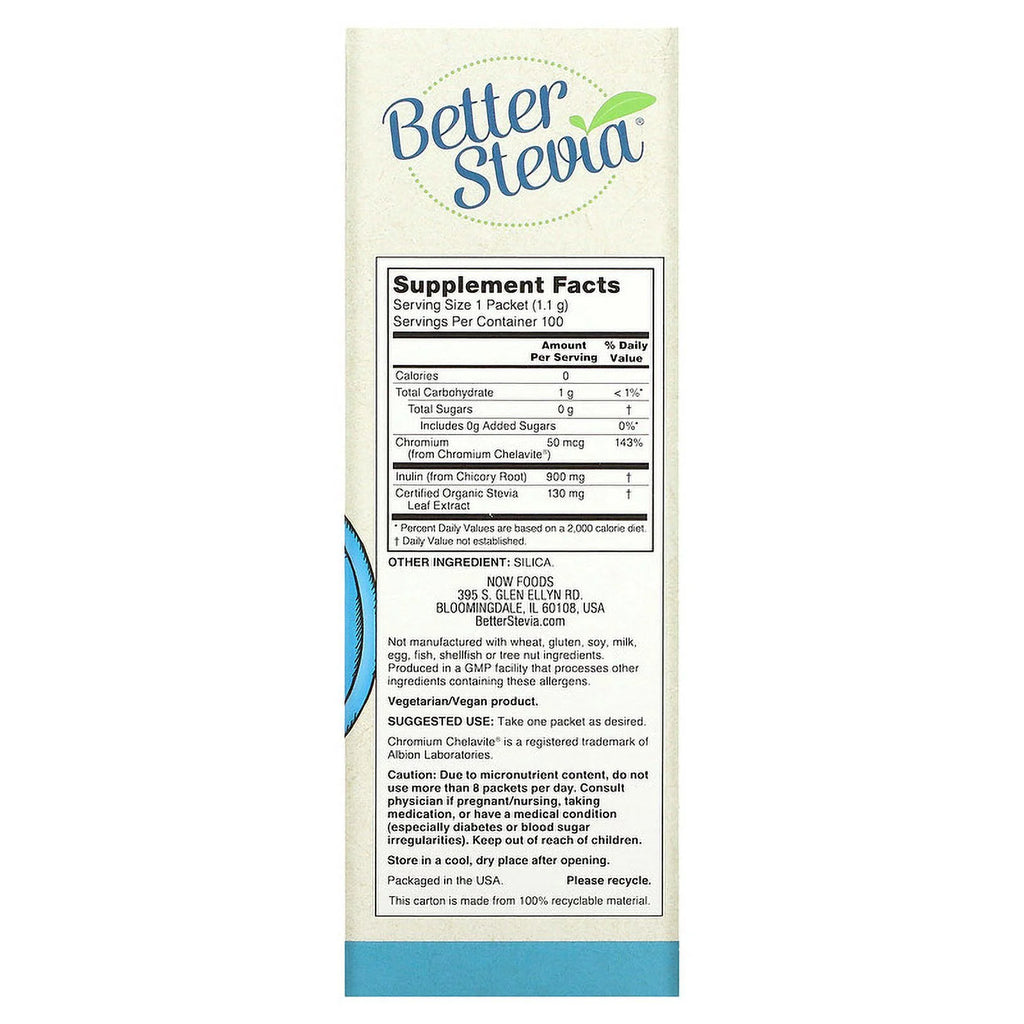 Stevia Packets 100 Packets 3.9 oz Pack of 4 Y7302