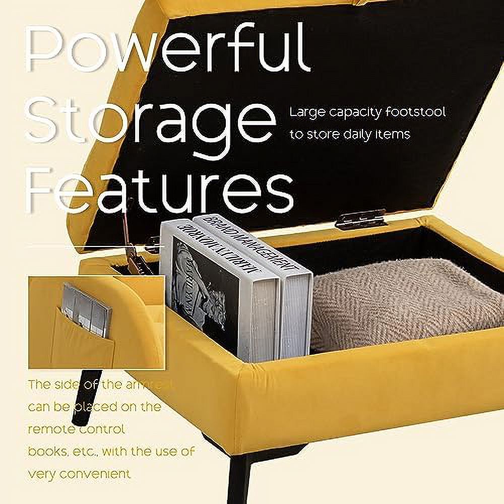 Yellow Velvet Accent Chair with Ottoman G917077