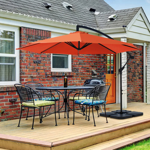 10ft Heavy Duty Offset Cantilever Patio Umbrella with 4-Piece Base Q7376
