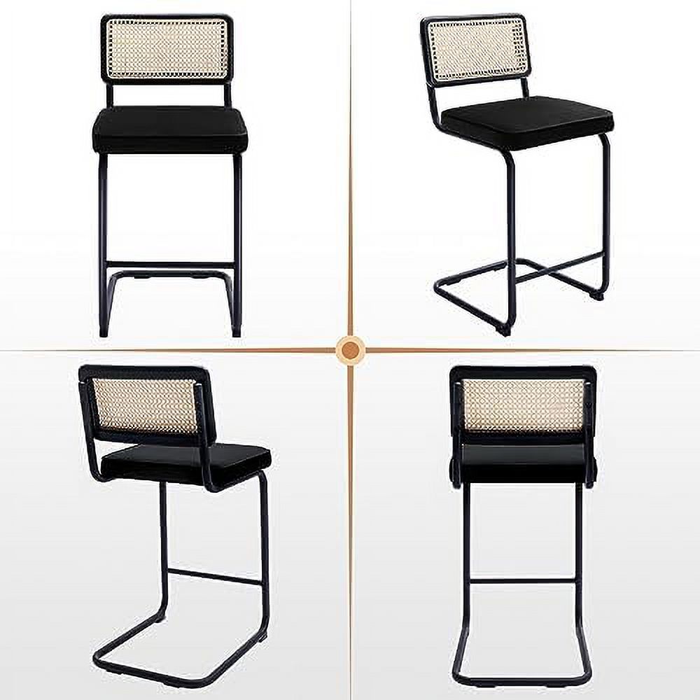 Rattan Counter Height Stools Set of 2 24'' Faux Leather Y663