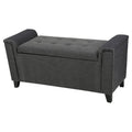 Tufted Fabric Armed Storage Ottoman Bench D93099