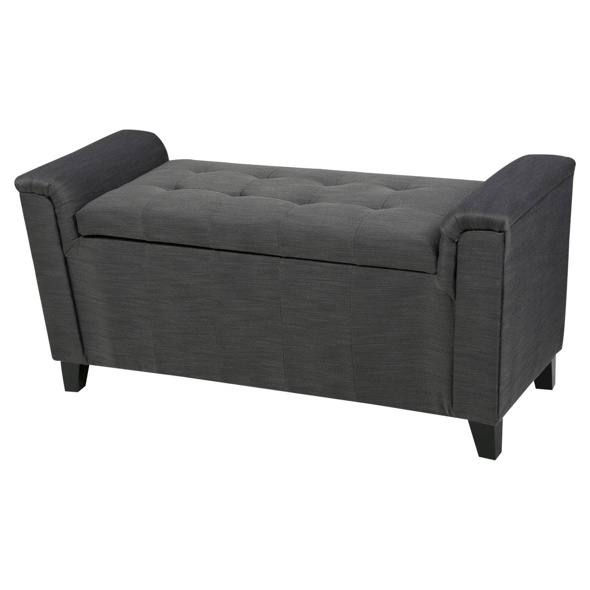 Tufted Fabric Armed Storage Ottoman Bench D93099