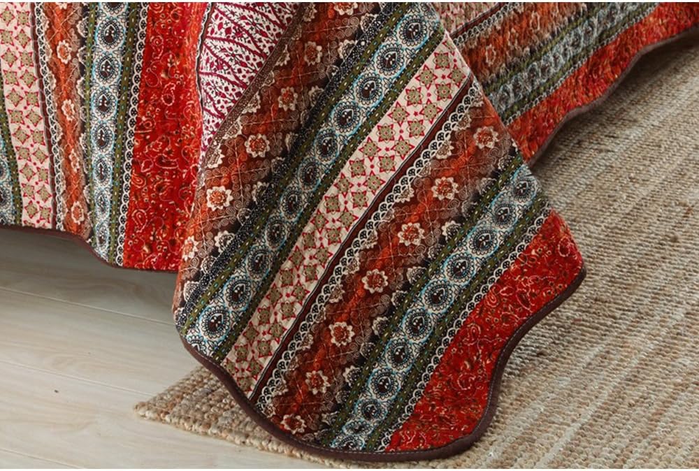 King Size Cotton Patchwork Bedspread Quilt Set I946839