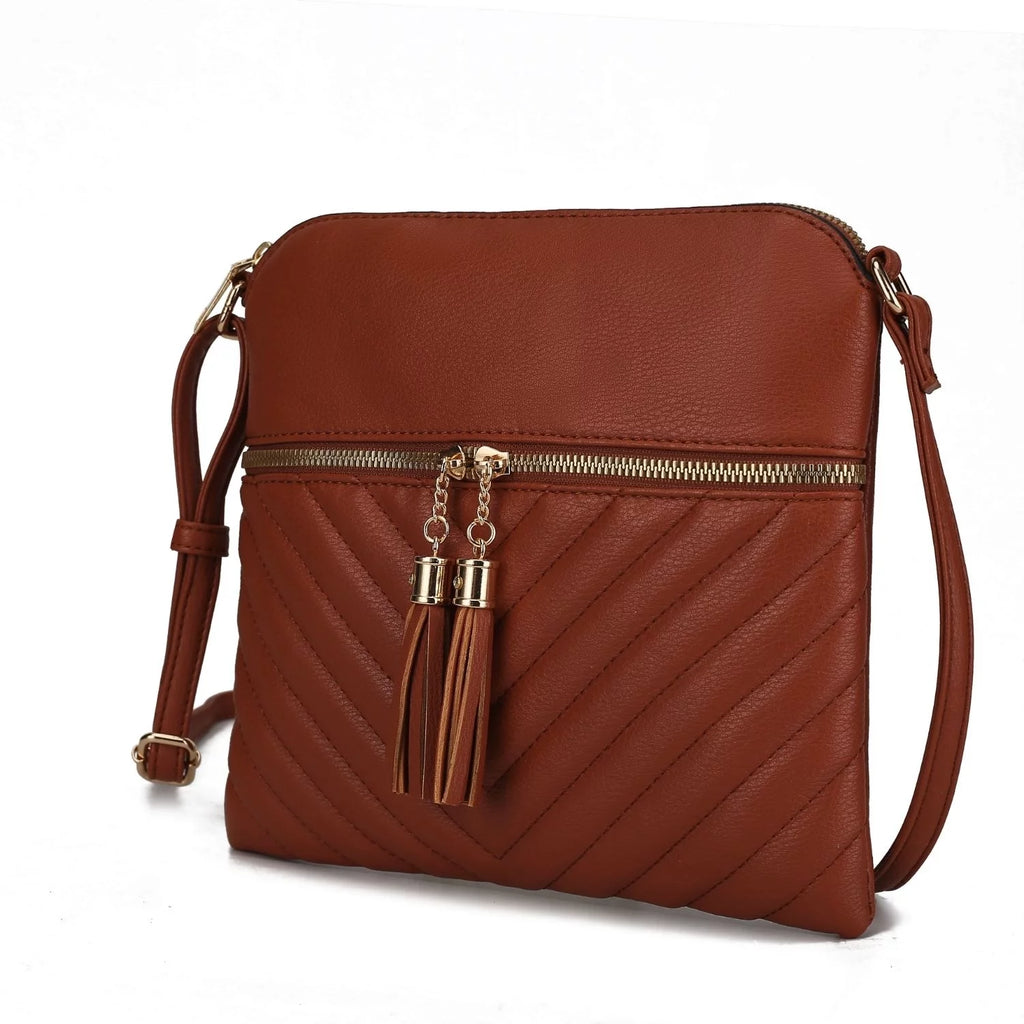 Brown Vegan Leather Medium Crossbody Handbag R513