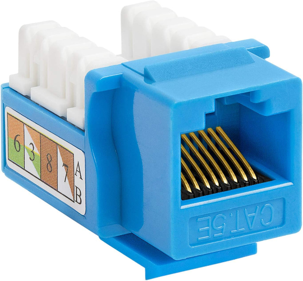 Cat5e Punch Down Keystone Jack RJ45 Female Adapter Blue Pack of 2 C430093