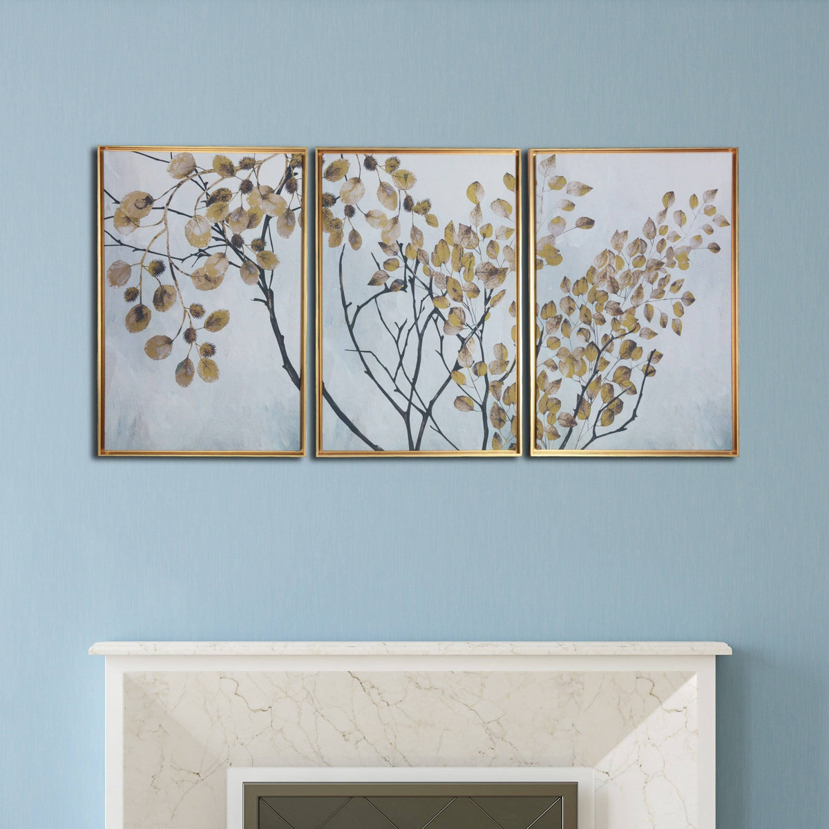 Blue Floating Framed Wall Canvas Triptych H71157