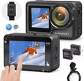 4K 60FPS Waterproof Action Camera with Stabilization, WiFi, Dual Screen, 2 Batteries V57122