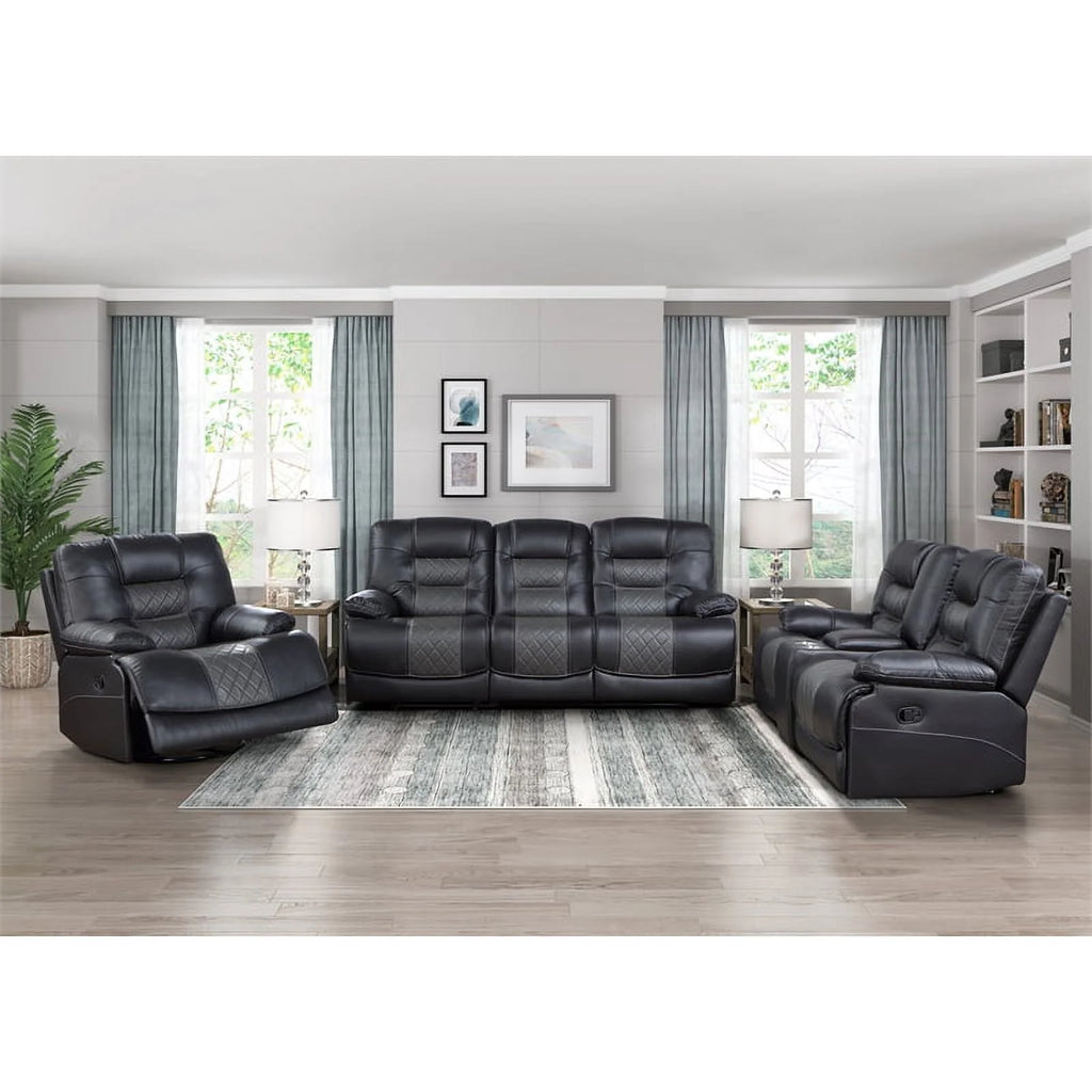 Gray Faux Leather Swivel Glider Reclining Chair D190