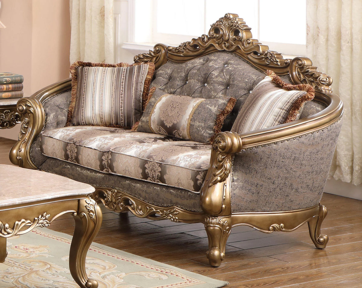 Bronze Shimmery Fabric Sofa Set 2Pcs N49747