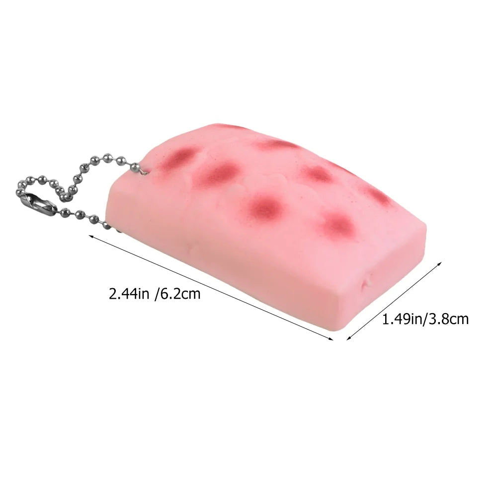 3 Pcs Squeeze Tofu Toy Cartoon Miniature Key Hanging Decor J6648