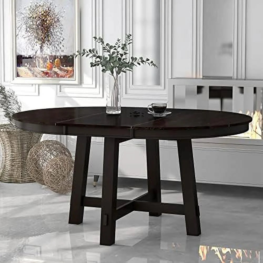 Round Extendable Wood Dining Table with 16" Leaf P3059