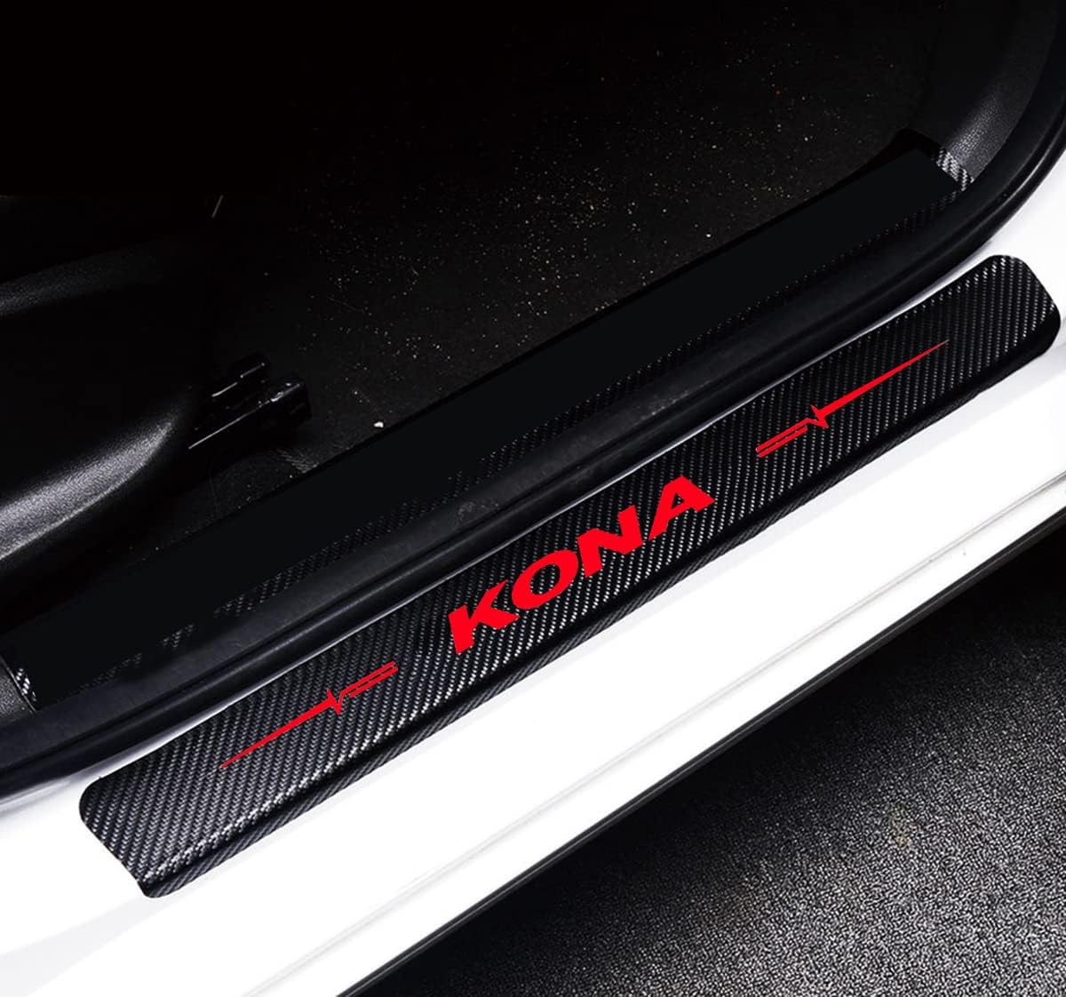 4Pcs Reflective 4D Carbon Fiber Leather Door Sill Protector Sticker Q3084