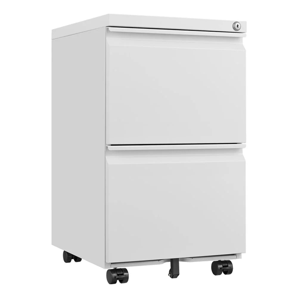 Black 2 Drawer Metal Mobile File Cabinet with Lock D381291