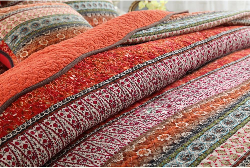 King Size Cotton Patchwork Bedspread Quilt Set I946839