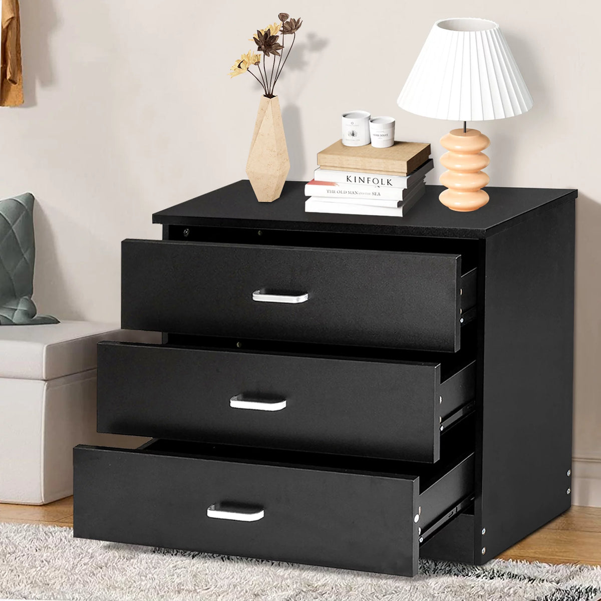 Black 4 Drawer Dresser W368